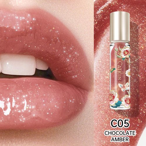 Catkin Lip Plumper Gloss - Tinted Serum with Hyaluronic Acid & Jojoba Oil | Non-Sticky Hydrating Formula, 0.12 Fl Oz (2pcs)