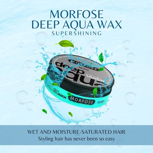 Morfose Deep Aqua Hair Gel Wax - Strong Hold & Shine for Flexible Styling | 5.92 Fl. Oz, Fruity Scent