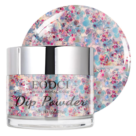 EODCI Dipping Powder Colors, Mermaid Tale Glitter Color Dip Powder - Nail Art Starter Manicure DIY No Needed Nail Lamp Curing Odor-Free Nail Color for Professionals & at-Home - 1 oz