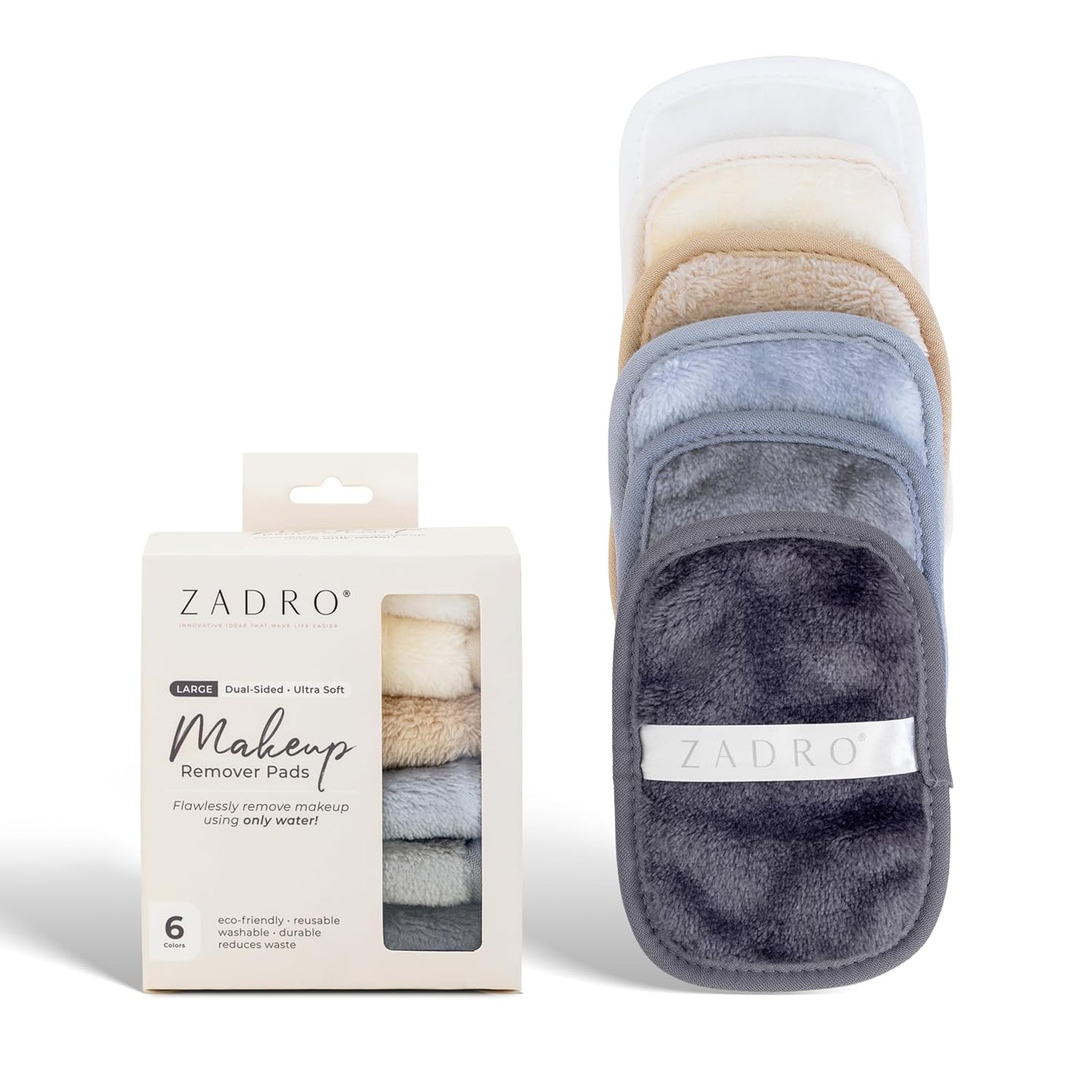 Zadro Makeup Remover Cloths - 6-Pack for Effortless Makeup Removal | Works with Waterproof Products