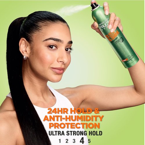 Garnier Fructis Sleek & Shine Anti-Humidity Hairspray - Ultra Strong Hold & Frizz Protection, 8.25 Oz