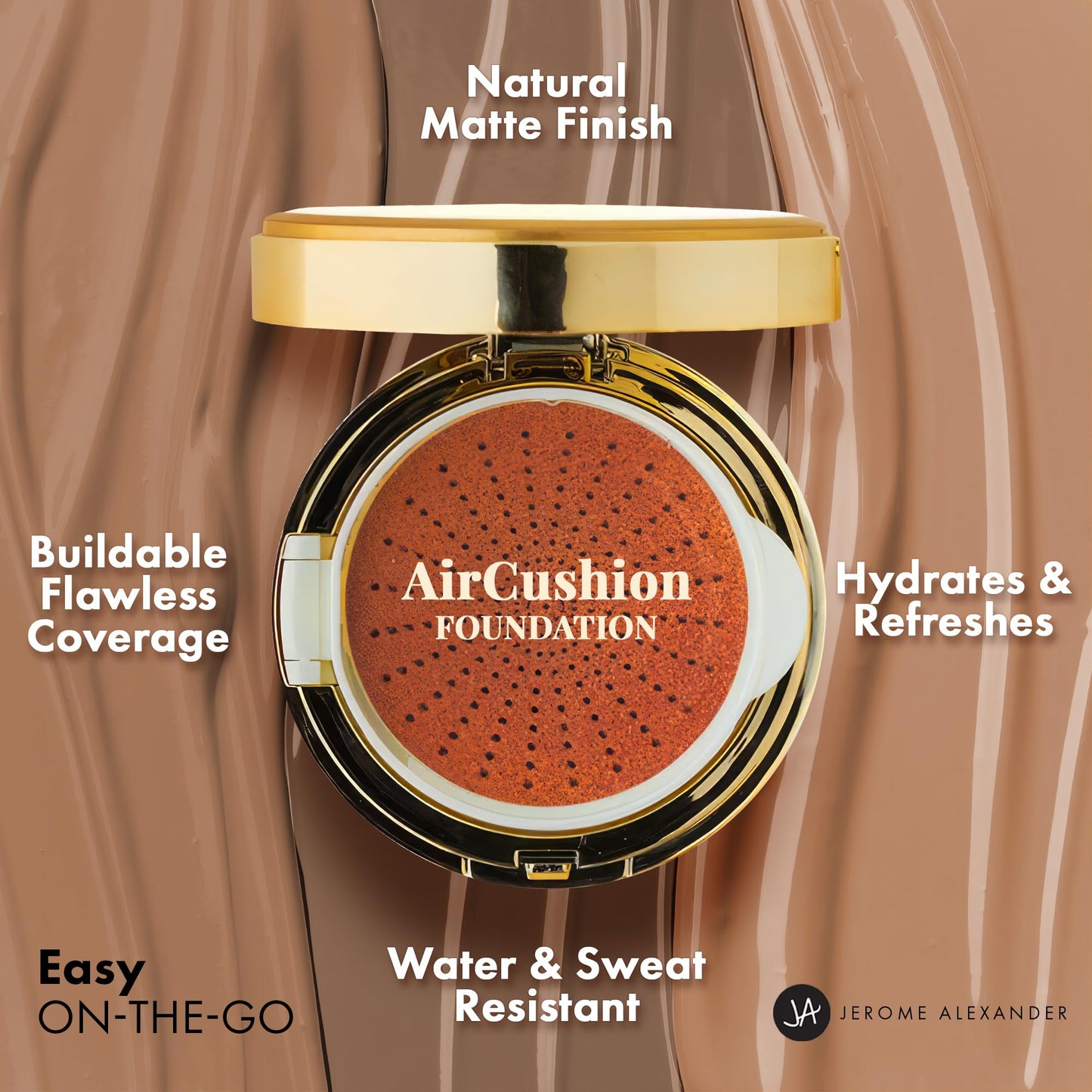 MagicMinerals AirCushion Foundation by Jerome Alexander, Cushion Foundation with Skincare Actives, Long-Lasting, Semi-Matte Finish, Full Buildable Coverage (Medium-Dark)