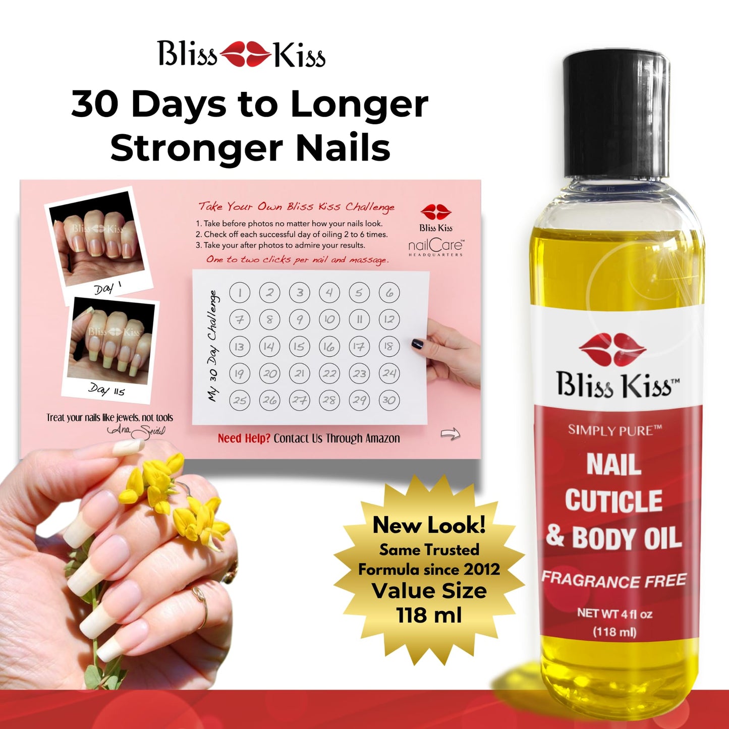 Simply Pure Body Oil Hydrating Nail & Cuticle Oil – 4 oz Fragrance Free – Strengthens Nails, Softens Cuticles, Fast-Absorbing Jojoba & Vitamin E Oil for Dry Skin, Hands, Feet, Elbows, & Body Care
