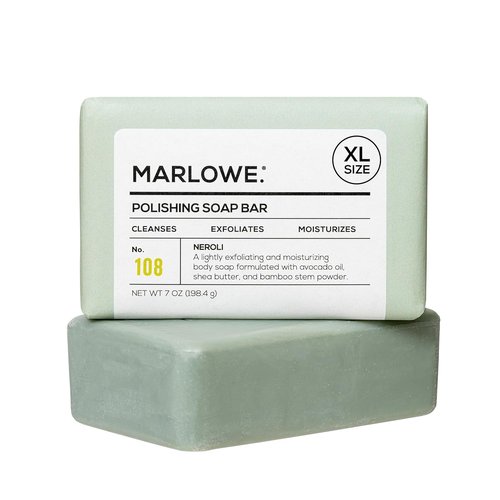 Marlowe. No. 108 Exfoliating Soap Bar - Polishing & Moisturizing 7oz Bar Soap for Men, Natural Ingredients