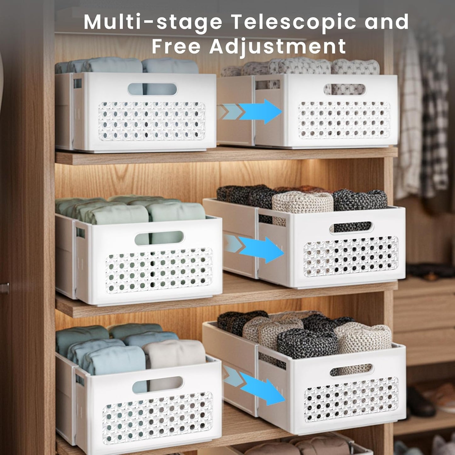 Skiennix Closet Organizers - 2 Pack Stackable Storage Drawers for Bathroom, Kitchen, and Office