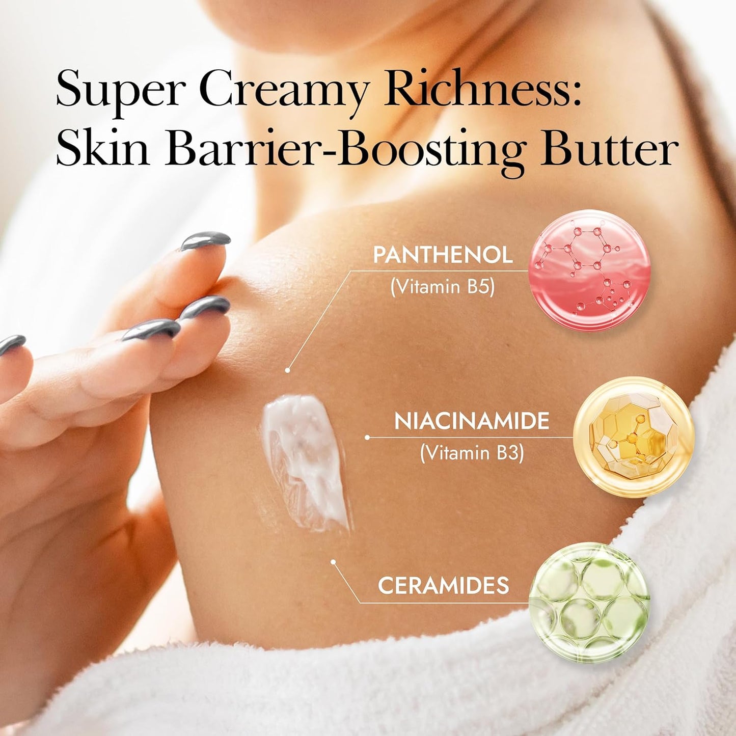 TherapiSpa Nourishing Body Butter - Hydrating Cream with Shea Butter, Ceramides & Collagen | 7.0 fl oz
