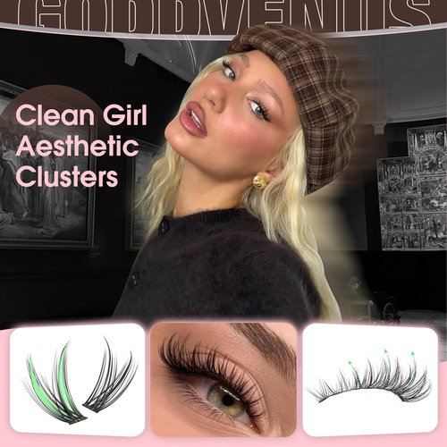 Goddvenus Wispy Natural Lash Clusters CC Curl DIY Cluster Eyelash Extensions for Clean Makeup, Individual False Eyelashes Cat Eye Lash Clusters