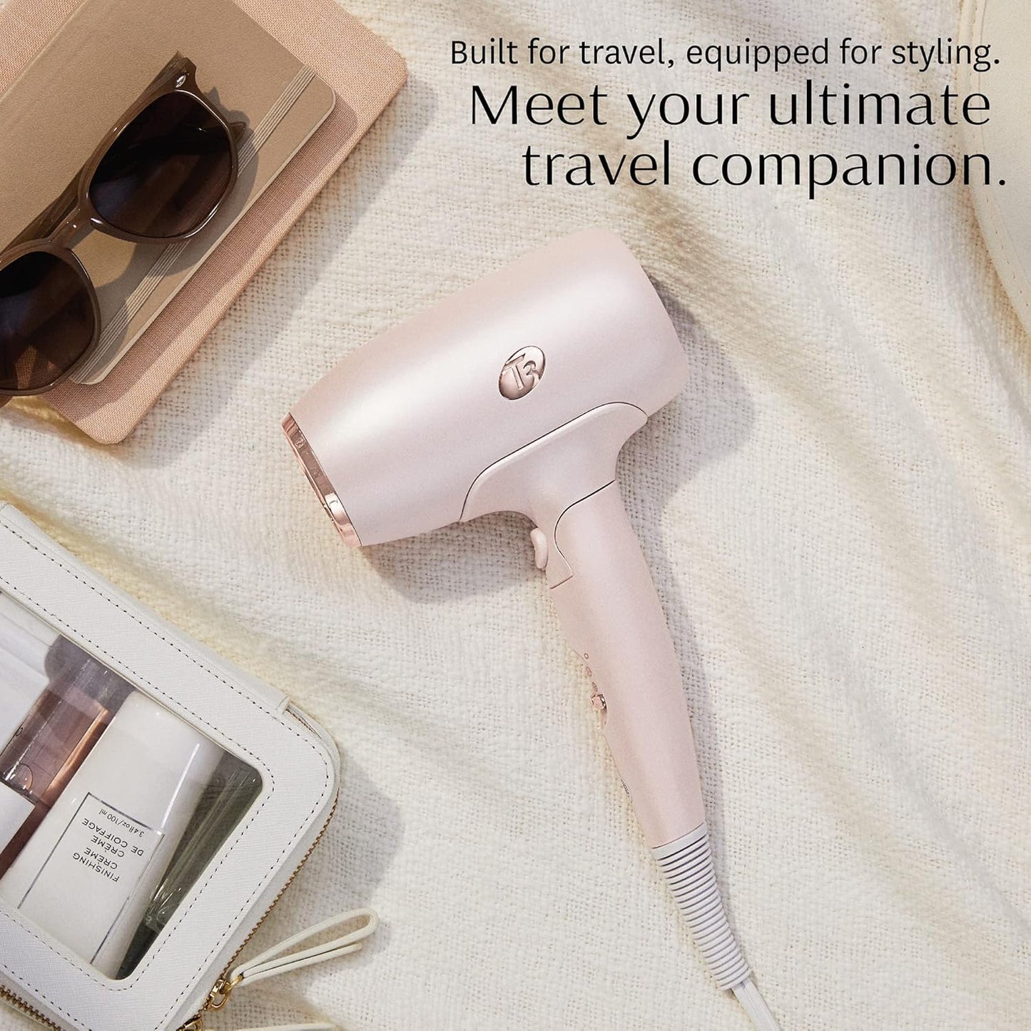 T3 Afar Travel Hair Dryer - Lightweight, Fast Drying, Dual Voltage, Ergonomic Design, Compact Size