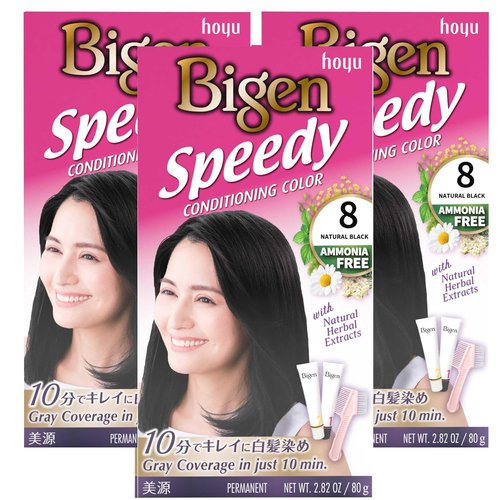 Bigen Speedy Conditioning Color Kit - 8 Natural Black | 3 Pack for Vibrant, Long-Lasting Color