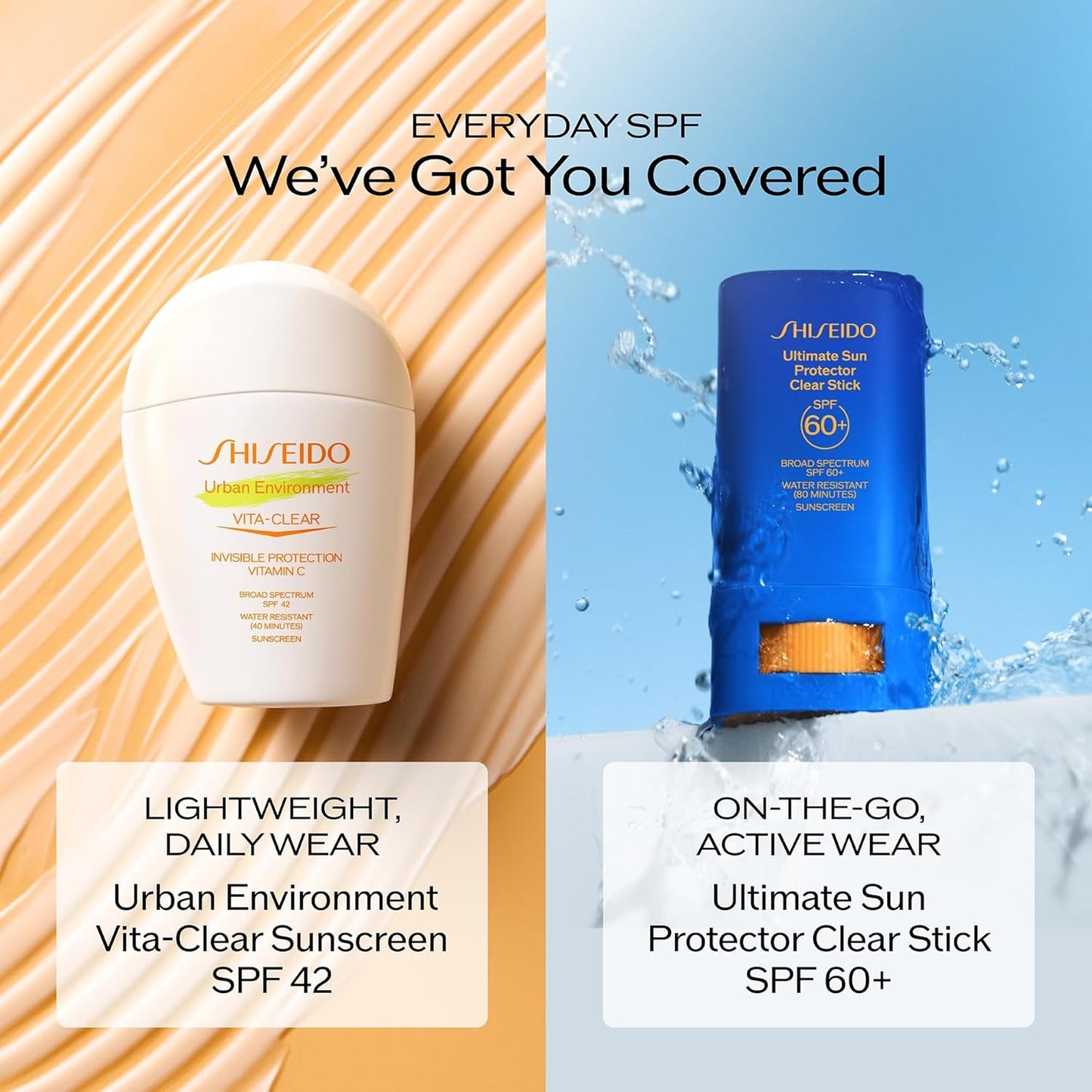 Shiseido Urban Environment Vita-Clear Sunscreen SPF 42 | Invisible Formula with Vitamin C - 30 mL