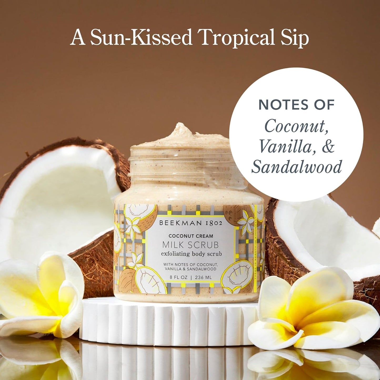 Beekman 1802 Coconut Cream Exfoliating Milk Body Scrub - Smooth Skin & Even Tone - 8 fl oz - Goat Milk & Jojoba Beads
