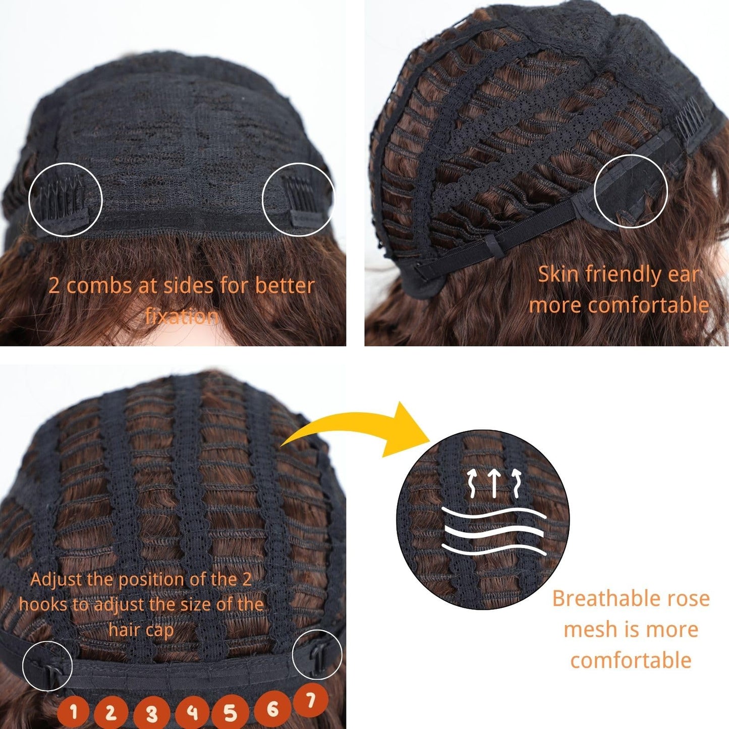 Fencca Brown Ombre Blonde Long Curly Wigs for Women Heat Synthetic Free Part Wave Curly Wig Strawberry Blonde Loose Curly Wigs for Daily Party