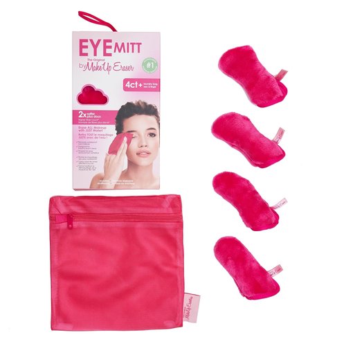 Original MakeUp Eraser Eye MITT - Effortlessly Remove All Eye Makeup With Water | Pack of 4 Mitts + Laundry Bag