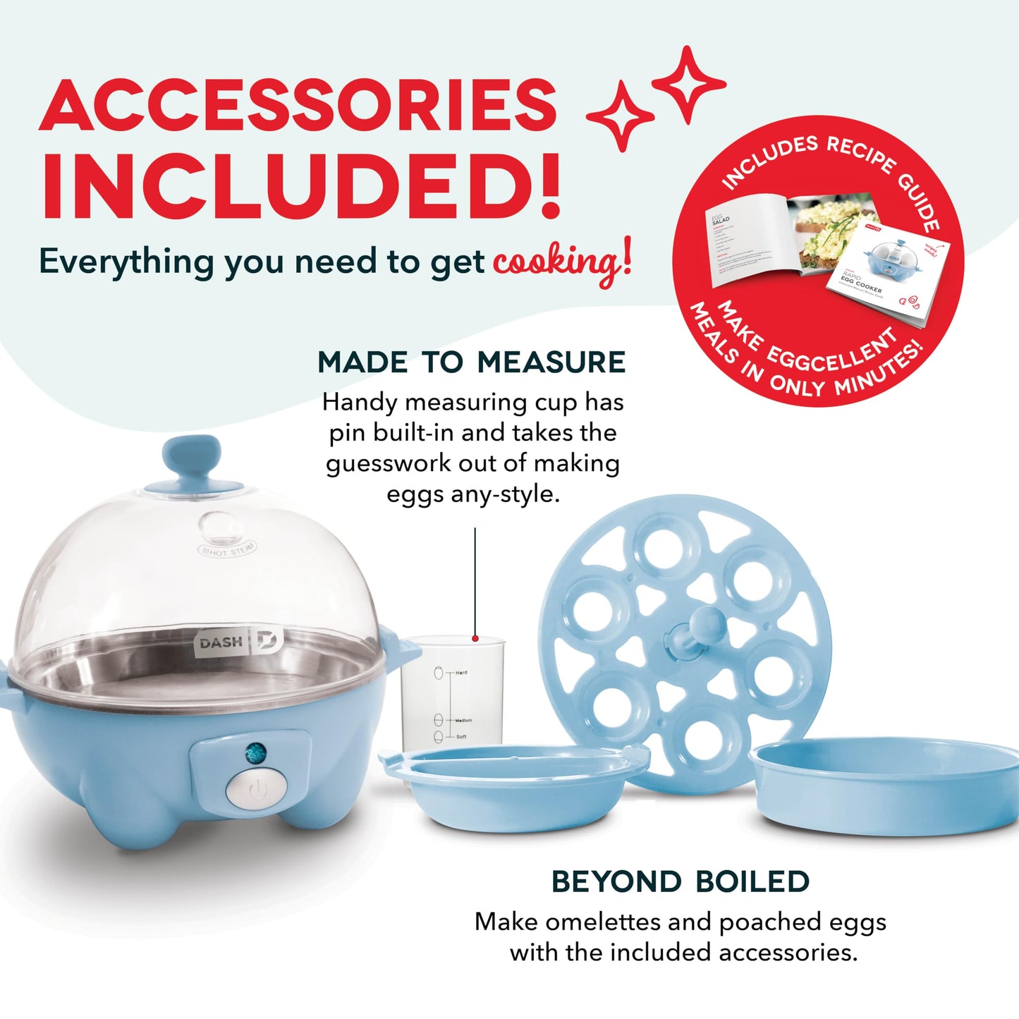 Dash Rapid Egg Cooker - Boiler, Poacher & Steamer - Includes Measuring & Recipe Guide - Dishwasher Safe - Holds 7 Eggs, Black