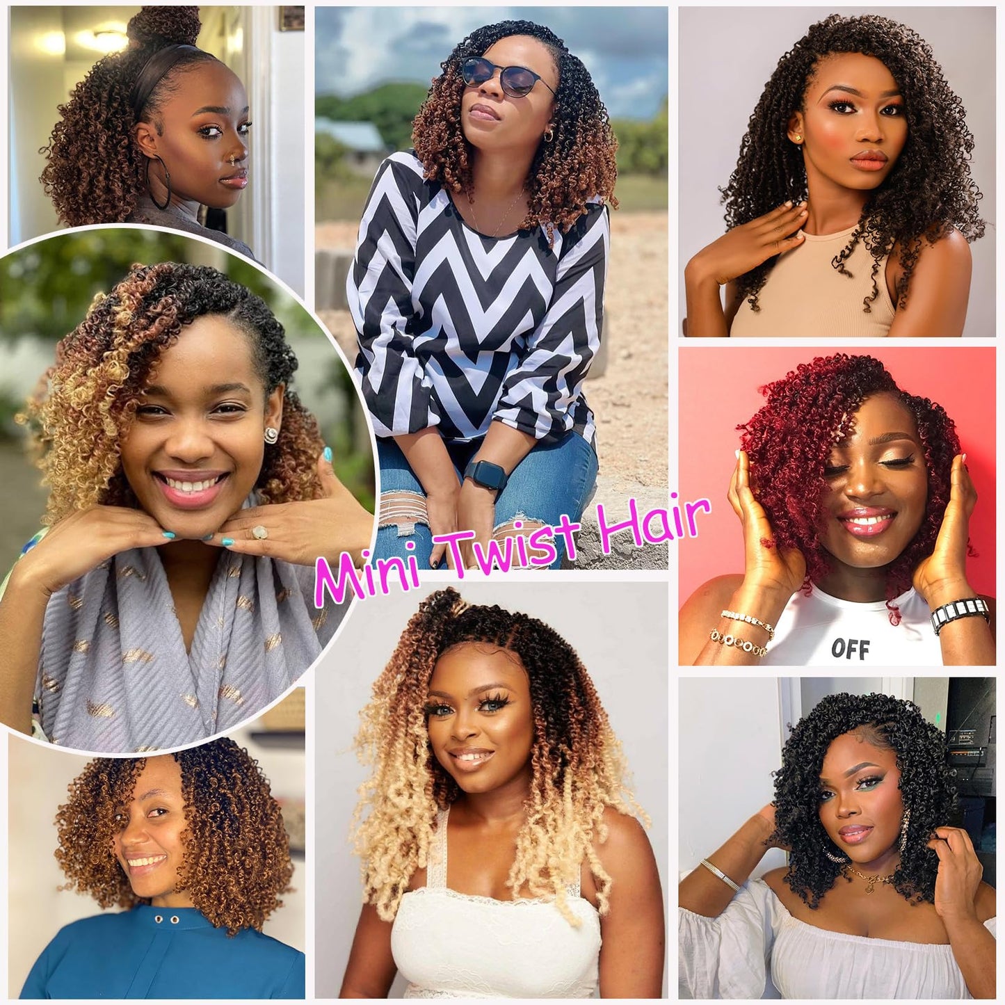 Yanky Twist Crochet Hair Pre Looped 8 Inch Mini Twist Crochet Braids Hair 1B 350 Ombre Red Copper Micro Senegalese Twists crochet hair Pre-looped Synthetic Curly Braiding Hair Extension