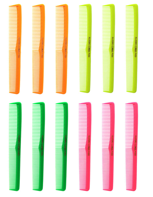 Allegro Combs 400 Barber Combs Cutting Combs All Purpose Combs 12 Pk. (Neon Mix)