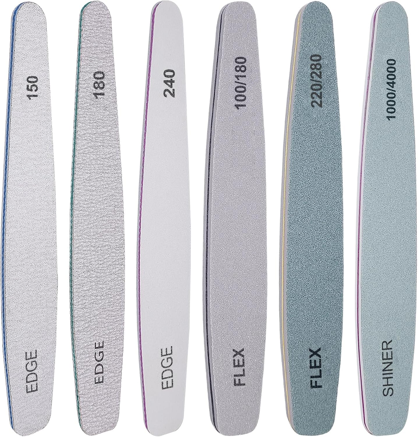 Skiennix Nail File and Buffer Set - 6 Pcs Professional Kit for Acrylic & Natural Nails | Various Grits