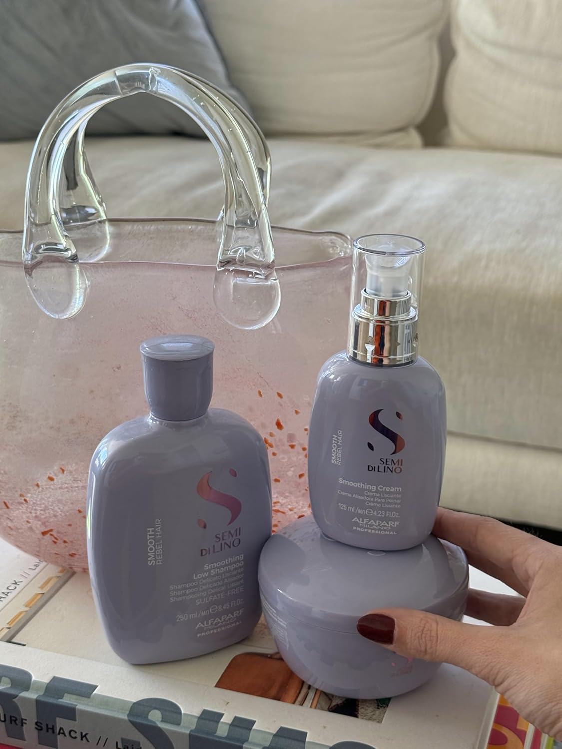 Alfaparf Milano Semi Di Lino Smooth Gift Set - Sulfate-Free Shampoo, Hair Mask & Smoothing Cream for Frizzy Hair