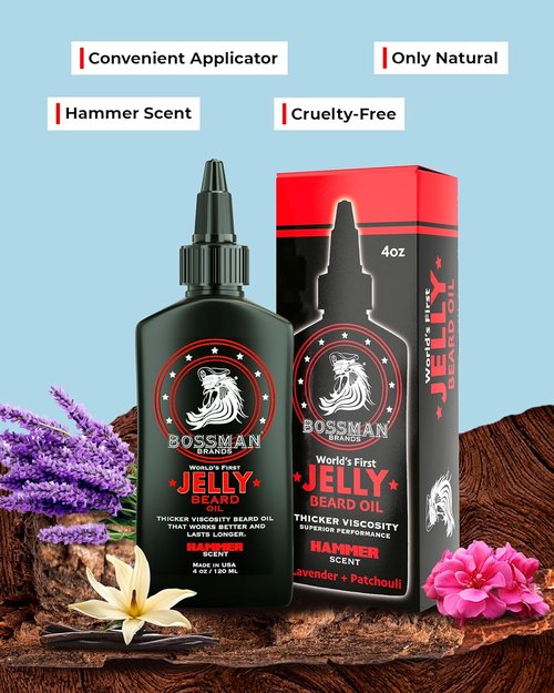 Bossman Jelly Beard Oil - Softens & Moisturizes with Natural Ingredients | 4 oz, Hammer Scent