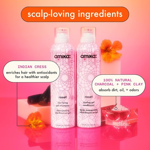 Amika Reset Cooling Gel Conditioner - Refreshing Hydration for All Hair Types | 8 Fl Oz