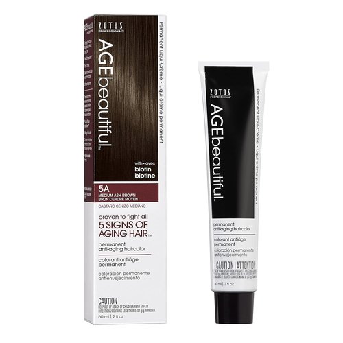AGE Beautiful Permanent Hair Color Dye Set - 100% Gray Coverage & Anti-Aging Formula | Biotin for Thicker, Fuller Hair