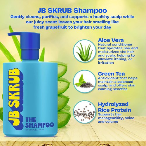 JB SKRUB Boys Shampoo - Aloe Vera & Green Tea for Healthy Hair & Scalp | Sulfate-Free, 14 oz.