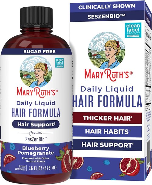 MaryRuth's Daily Liquid Hair Formula - 500 mg SesZenBio™ & 2,500 mcg Biotin for Thicker, Stronger Hair | 16 Fl Oz