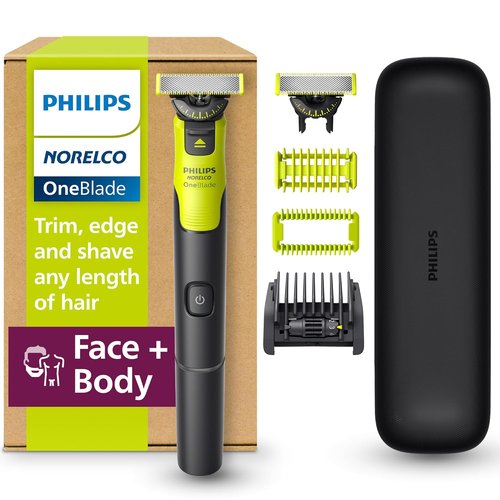 Philips Norelco OneBlade 360 - Hybrid Face & Body Groomer Kit with 360 Blade Tech & Travel Case