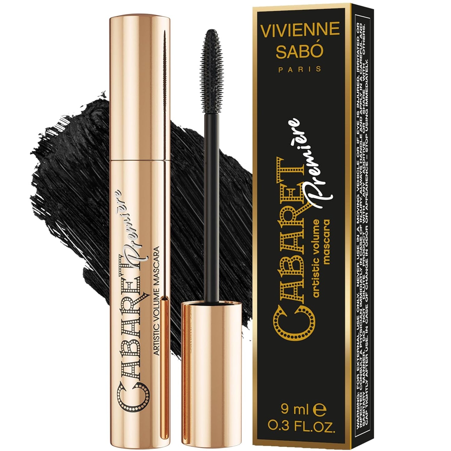 Vivienne Sabó Cabaret Premiere Black Mascara - Volume & Length, Smudge-Proof, 0.3 Fl Oz | Cruelty-Free
