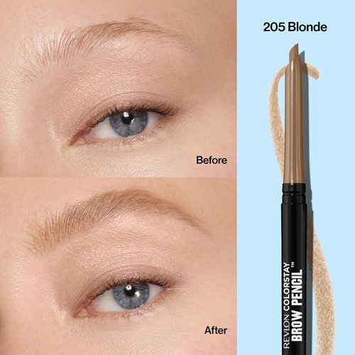 Revlon ColorStay Eyebrow Pencil - Waterproof Formula for Natural-Looking Brows | 205 Blonde, 0.021 oz