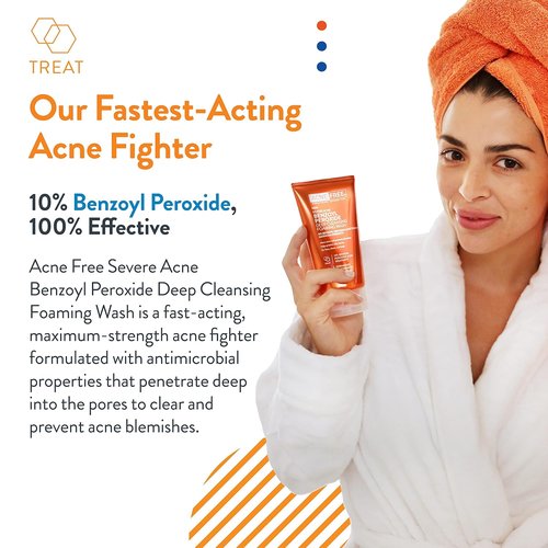 AcneFree Foaming Cleansing Wash - 10% Benzoyl Peroxide for Severe Acne | 5 Ounce Size