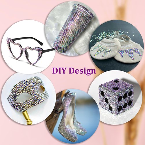 25000Pcs Resin Rhinestones for Crafting, AB 2-6mm Mixed Sizes Non Hotfix Flatback Gems with 1Pcs Glue, Bedazzling Crystal for DIY Craft Clothing Mugs Tumblers Shoes Fabric Decor Nail Art
