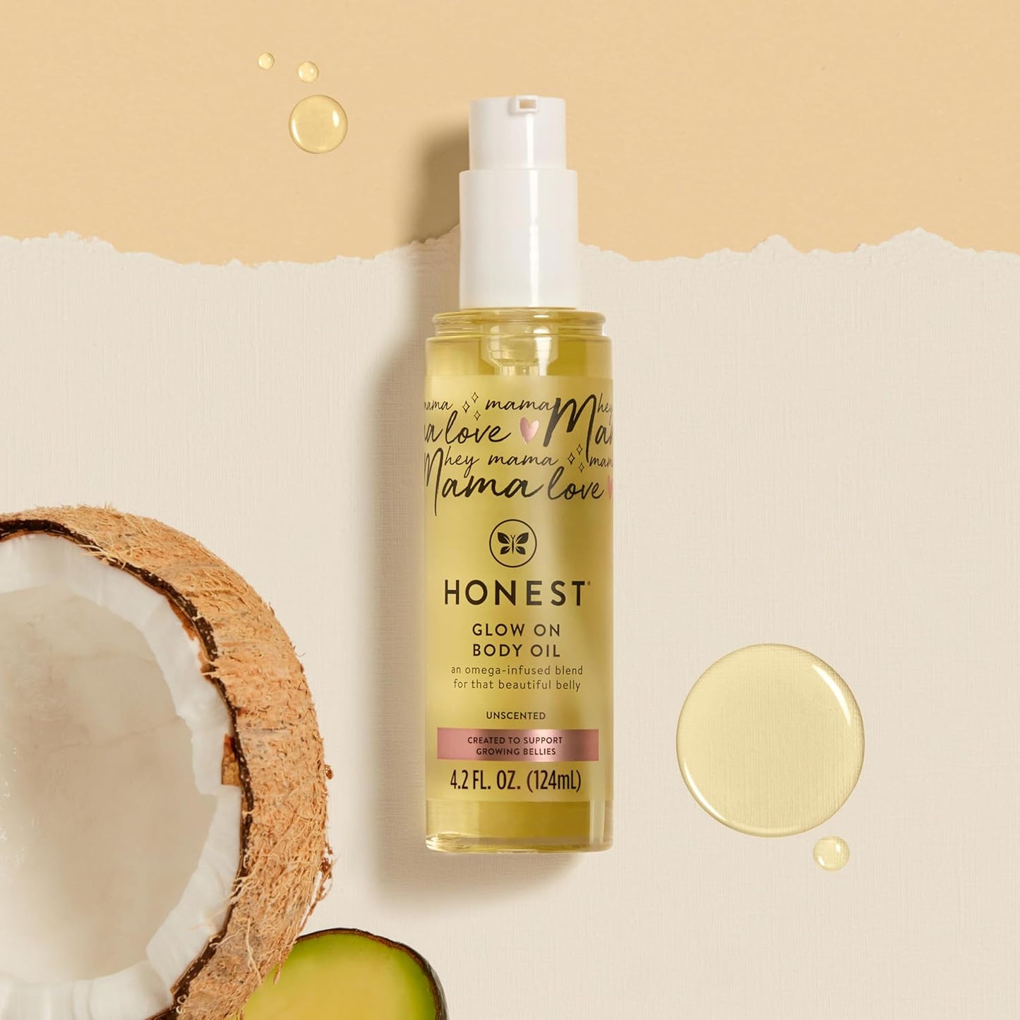 The Honest Company Mama Belly Oil - Hydrating & Soothing Glow | Plant-Based, Fragrance-Free, 4.2 fl oz