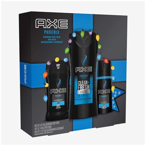 AXE Phoenix Holiday Gift Set - Body Spray, Antiperspirant & Deodorant Stick, Body Wash | 3 Count