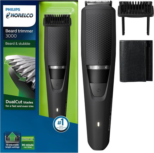 Philips Norelco Beard Trimmer & Hair Clipper Series 3000 - Cordless, Rechargeable, Adjustable Length - BT3210/41