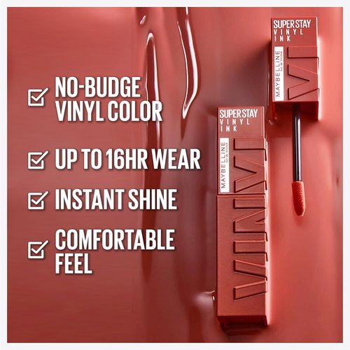 Maybelline Super Stay Vinyl Ink Liquid Lipcolor - Longwear, Highly Pigmented Shine, Captivated Pink, 0.14 fl oz