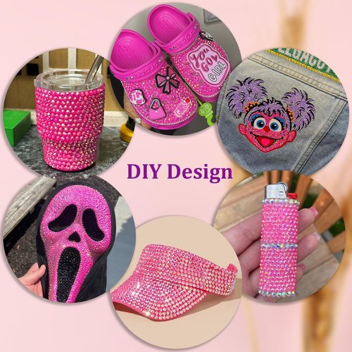 25000Pcs Resin Rhinestones for Crafting, Hot Pink AB 2-6mm Mixed Sizes Non Hotfix Flatback Gems with 1Pcs Glue, Bedazzling Crystal for DIY Craft Clothing Mugs Tumblers Shoes Fabric Decor Nail Art