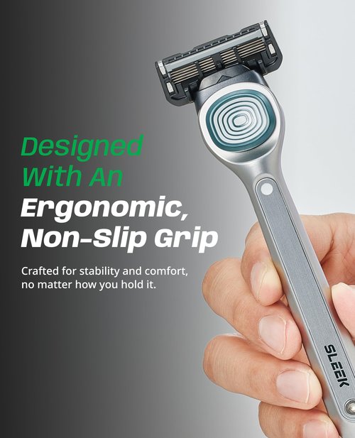 DORCO SLEEK 6 Blade Razor for Men with 2 Cartridges | Men's Cartridge Razors with Razor Handle and Smooth Shaving Blades | Men’s Razors with Multi-Flex Technology