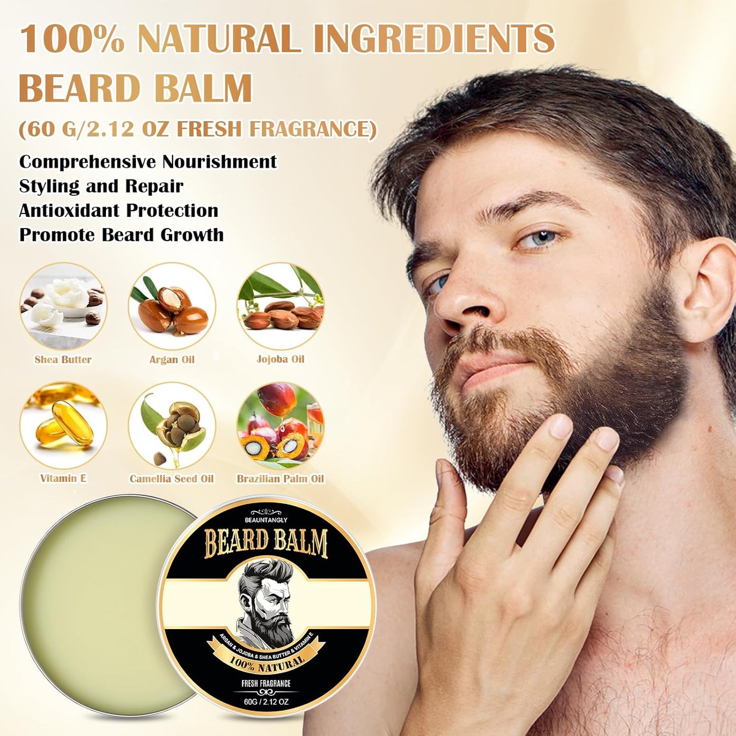 Skiennix Beard Growth Kit - Complete Grooming Set with Oil, Conditioner, Roller & Accessories