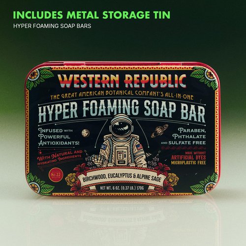 Hyper Foaming Soap Bar - Ultra-Lathering Birchwood, Eucalyptus & Alpine Sage | Hydrating & Anti-Aging (2 Pack) | Made in USA