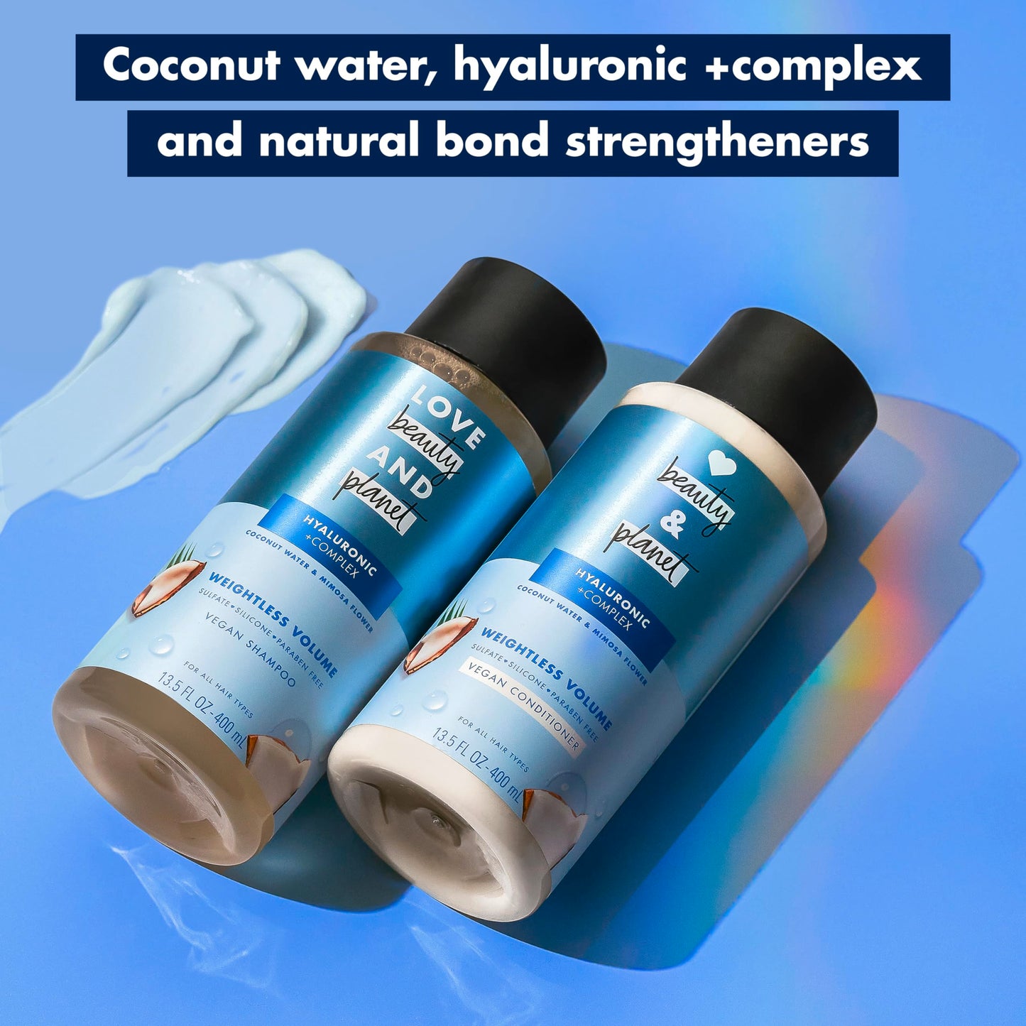 Love Beauty and Planet Weightless Volume Shampoo with Hylauronic acid Coconut Water & Mimosa Flower for Thin and Fine Hair 13.5 oz