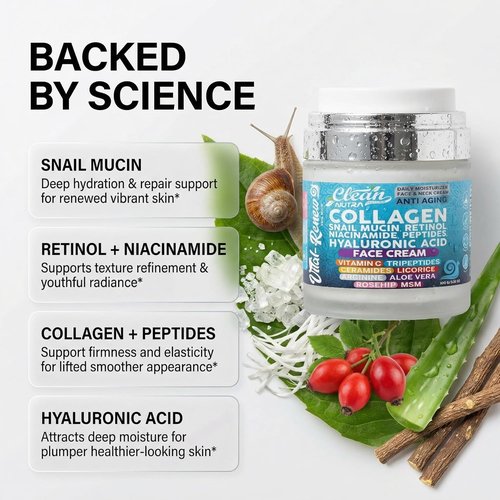 Regine Switzerland Snail Mucin Collagen Face Cream - Anti-Aging Moisturizer with Retinol & Niacinamide - 3.52 oz