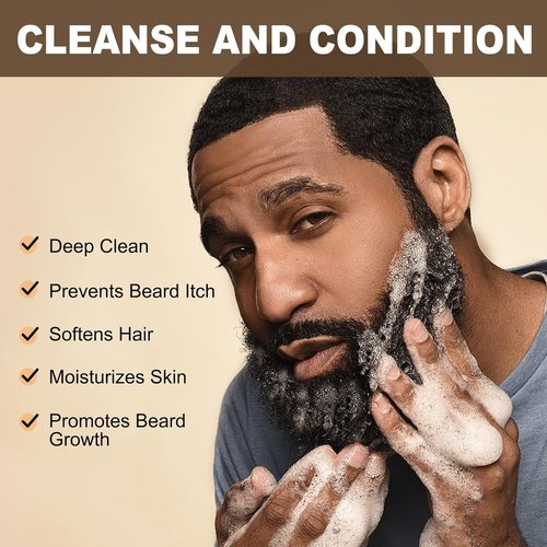 JVR Beard Wash & Conditioner - Organic Coconut & Aloe Formula for Soft, Shiny Beards (6.7oz)