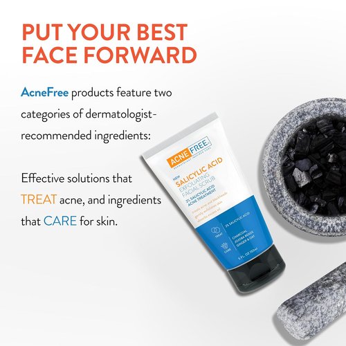 **Acne Free Salicylic Acid Exfoliating Face Scrub - 2% BHA Blackhead Remover & Deep Cleanse, 5 Ounce**