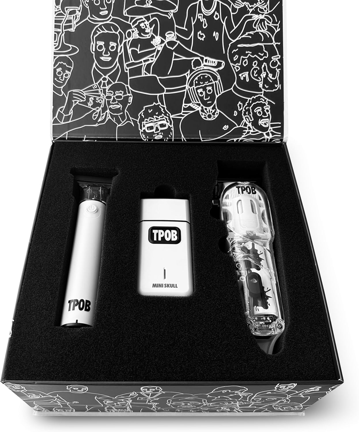 TPOB Barber Hair Clippers Set - Matte White Case with Fade Blade for Precision Grooming
