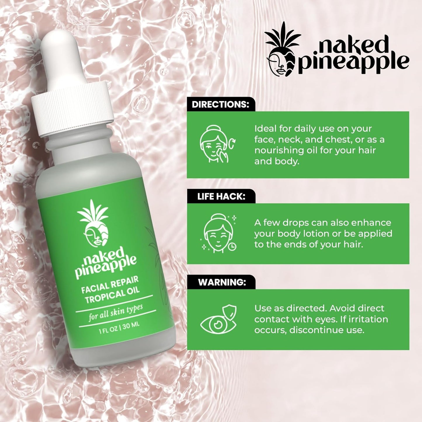 Skiennix Tropical Oil - Hydrating Facial Moisturizer with Fruit Extract - 1oz for Face, Neck & Body