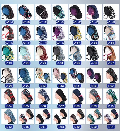 ABAMERICA Ponytail Scrub Caps for Women Surgical Caps Nurse Hat with Functional Ponytail Holder for Long Hair, Single or Satin-Lined