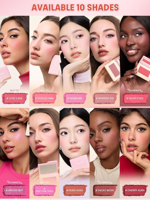 **SHEGLAM Dream Touch Blush - Lightweight, Smooth, Blendable Long-Lasting Powder Blush | 001 Love Cake**