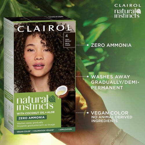 Clairol Natural Instincts Demi-Permanent Hair Dye - Dark Burgundy 4RV | Vibrant Color, Pack of 1