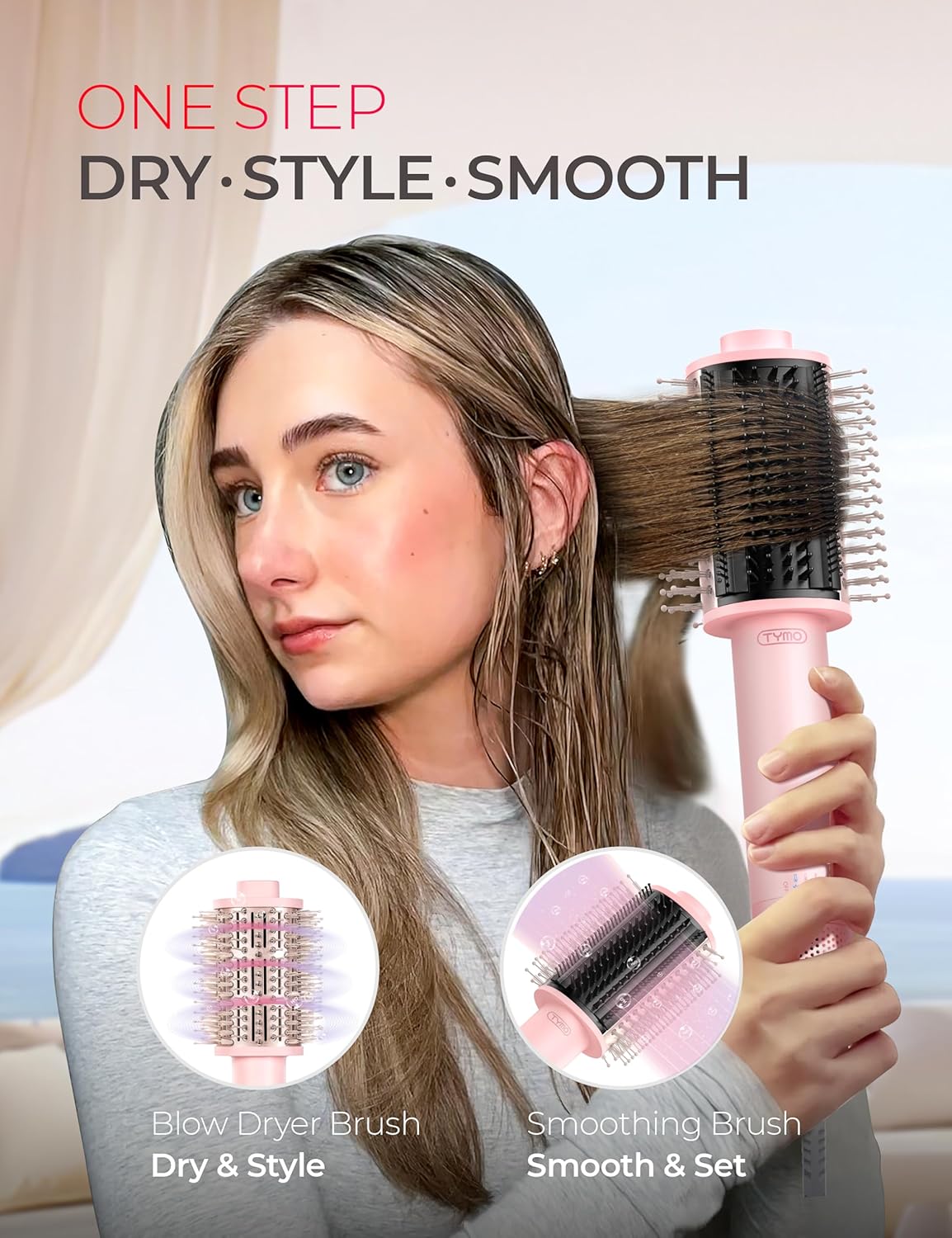 TYMO Hair Dryer Brush - High-Speed Compact Design with Automatic Curling Iron Functionality